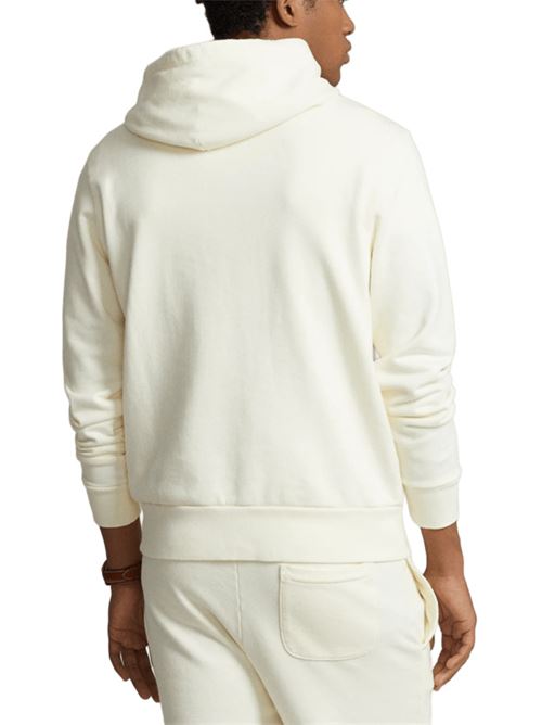 felpa uomo cappuccio cotone garzato crema POLO RALPH LAUREN | 710916690003
